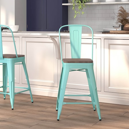 Flash Furniture Metal Counter Stool, 24", Mint ET-3534-24-MINT-WD-GG